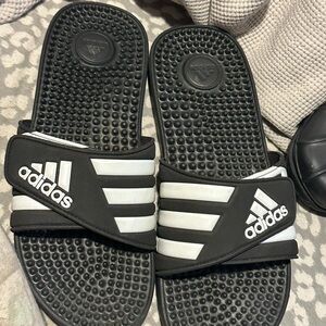 adidas Black Textured Slide Sandals